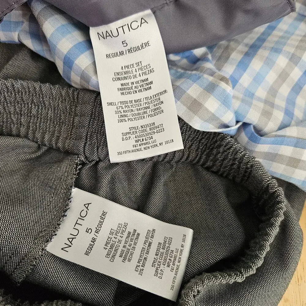 Nautica Boys Size 5 Three Piece Suit Set Gray/Blue EUC